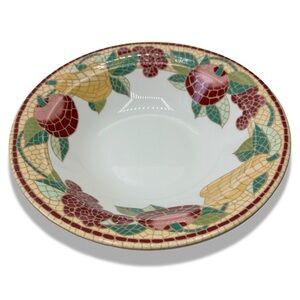 Pier 1 Imports Large Serving Pasta Bowl "Mosiac Fruit"  Made in Italy 11 3/4"